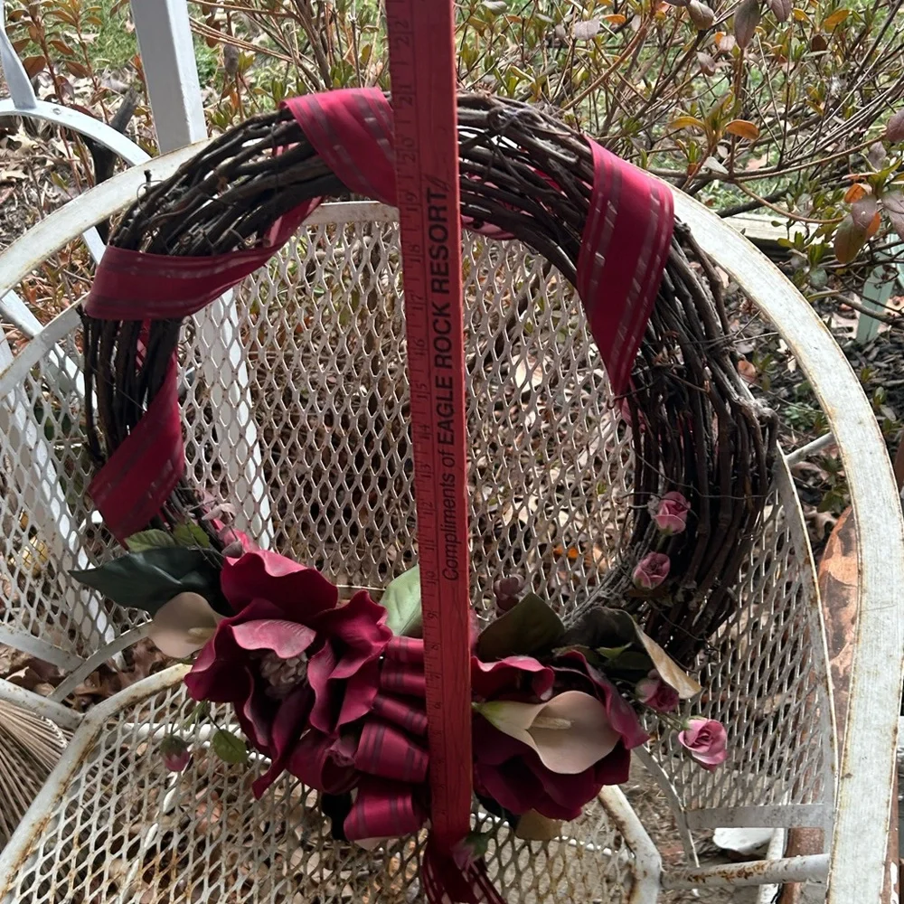 Burgundy Magnolias and Pink Cala Lilies Wreath